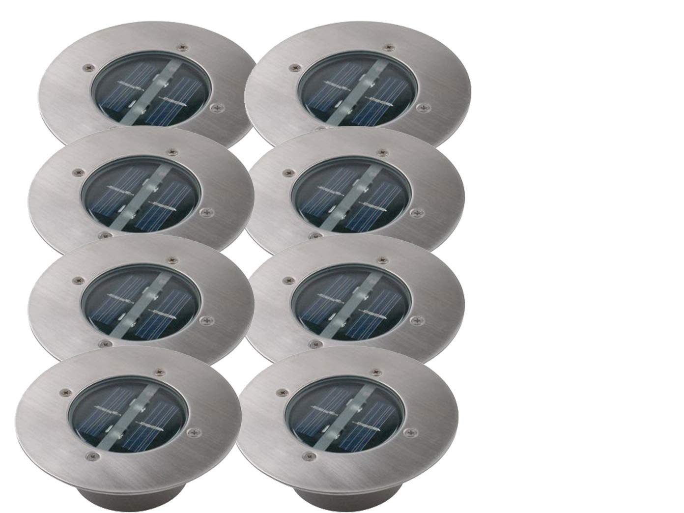 Ranex 8er Set Solar LED Bodeneinbaustrahler rund – Edelstahl IP67 für Garten & Einfahrt