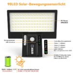 JESLED Solarleuchte 90 LED mit Bewegungsmelder – Superhelle Wandleuchte IP65 für Garten, 2er Set – Bild 2