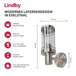 Lindby Djori Edelstahl Wandleuchte aussen – IP44 Aussenleuchte für Garten & Terrasse – Bild 2
