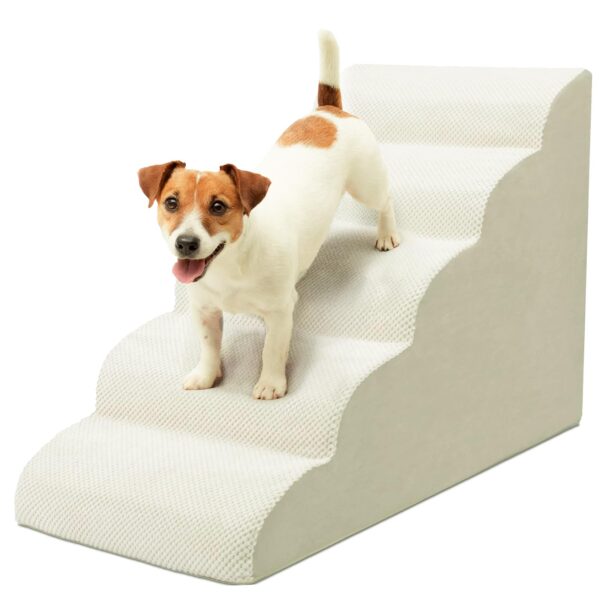 Niubya Hundetreppe 5-stufig H62 cm – Gelenkschonend für kleine & ältere Hunde