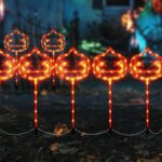 5er-Set Halloween Kürbis Solarleuchten – Wasserfeste Gartenleuchten mit 8 Lichtmodi – Bild 9