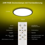 DetarZinLED Deckenlampe 30cm RGB Dimmbar – LED Deckenleuchte mit Fernbedienung für Badezimmer – Bild 6