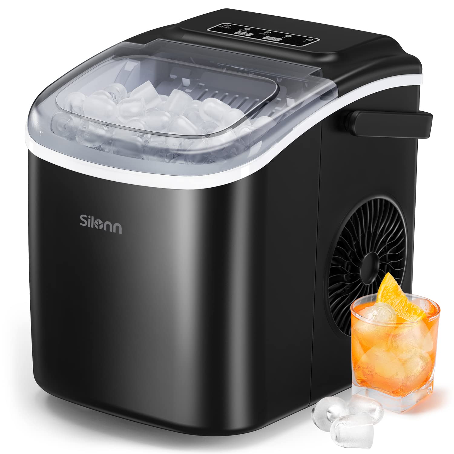 Silonn Eiswürfelmaschine – 9 Würfel in 6 Minuten, 12 kg/24h, 2 Grössen