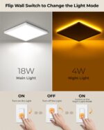 BLNAN 2er Set LED Deckenleuchte 18W mit Nachtlicht – Warmweiss für Schlafzimmer & Küche – Bild 2