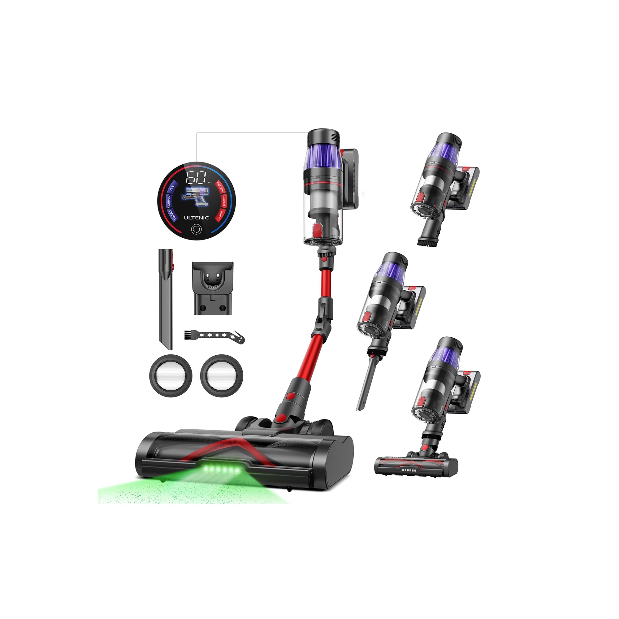 Ultenic Akku Staubsauger 50 kPA mit Greeneye Technologie – Kabellos für Tierhaare & Teppiche