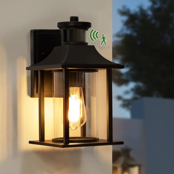 LMP Retro Außenwandleuchte mit Bewegungsmelder & Dämmerungssensor – E27 Wandlampe Schwarz