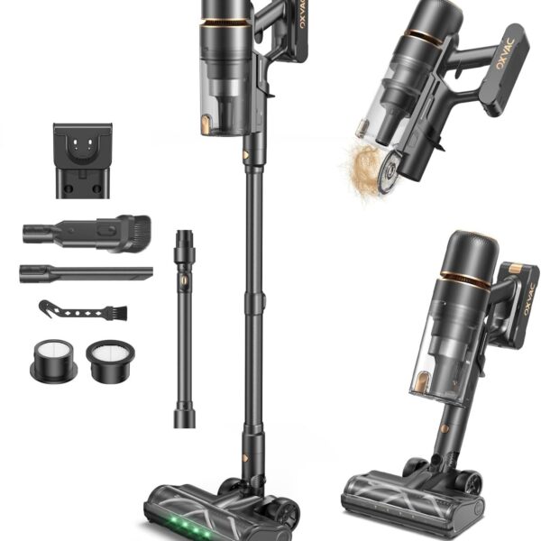 OXVAC Akku Staubsauger 58KPa & 70Min Laufzeit – Kabellos mit Smart Display & Wandladestation