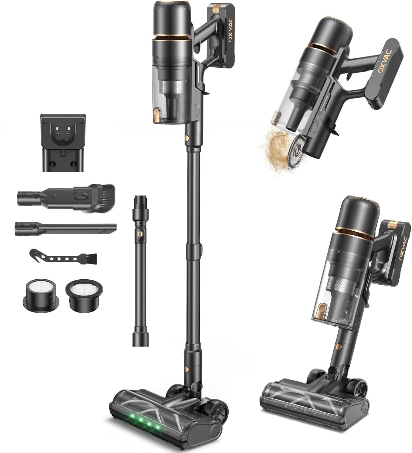 OXVAC Akku Staubsauger 58KPa & 70Min Laufzeit – Kabellos mit Smart Display & Wandladestation