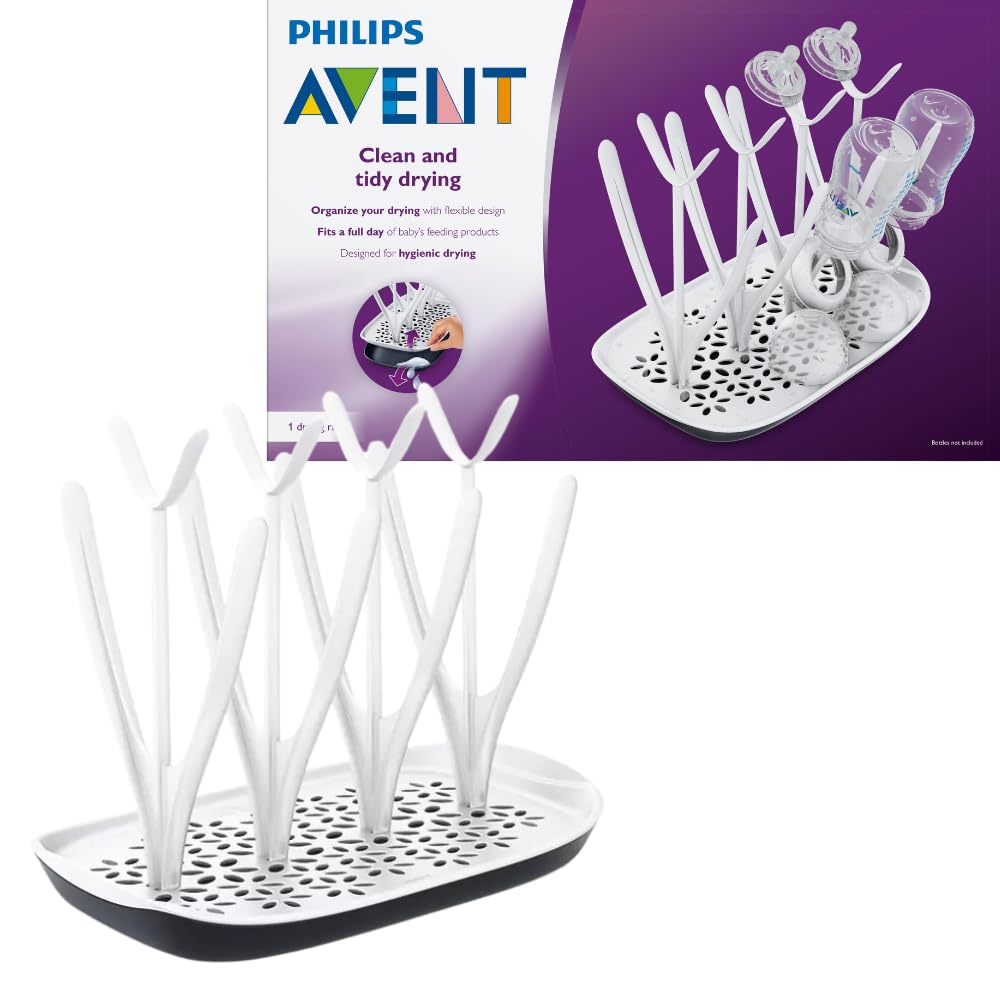 Philips Avent Trockengestell mit abnehmbarer Abtropfschale – Platzsparendes Trockensystem für Babyflaschen
