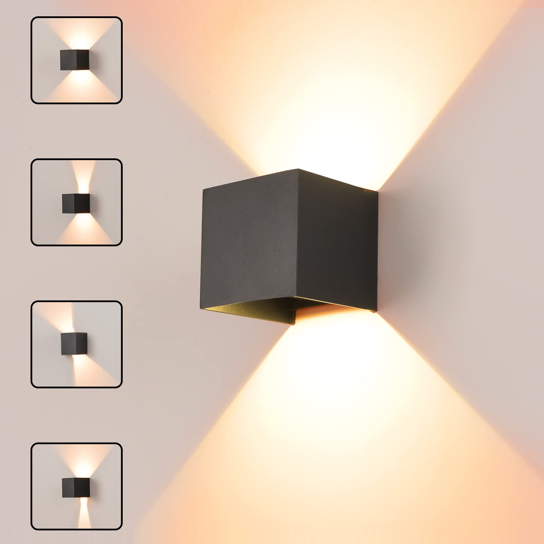 BOYIR LED Wandleuchte 12W IP65 – Warmweiss Up-Down Aussenleuchte mit verstellbarem Abstrahlwinkel