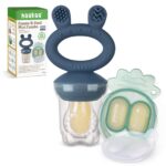 haakaa Fruchtsauger & Mini-Gefrierform – Beikost-Set für Babys ab 4 Monaten (Dunkel Blau)