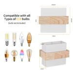 Gleonlux Wandleuchte Holz mit Stoffschirm – Retro Wandlampe E14 für Wohnzimmer & Flur – Bild 3