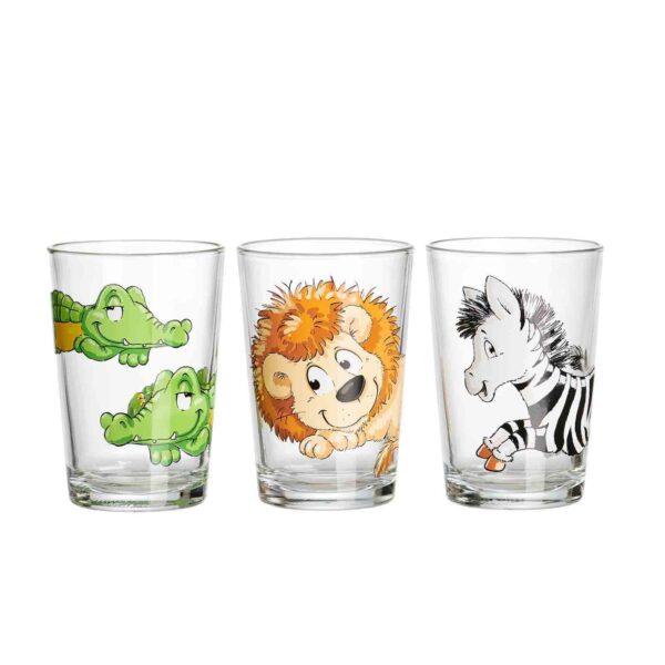 Ritzenhoff & Breker Happy Zoo Kindergläser-Set 3-teilig – Bunte Trinkbecher mit Tiermotiven