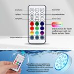 vsshe Poolbeleuchtung LED Unterwasser 2er Set – IP68 wasserdicht mit Fernbedienung & 16 Farben – Bild 4