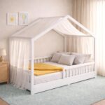 CADANI Malte Hausbett 90x200 cm – Montessori Bodenbett aus Massivholz bis 200 kg