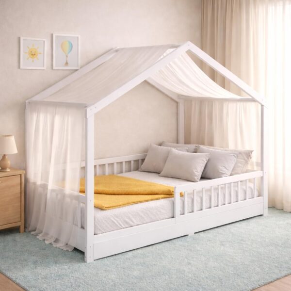 CADANI Malte Hausbett 90x200 cm – Montessori Bodenbett aus Massivholz bis 200 kg