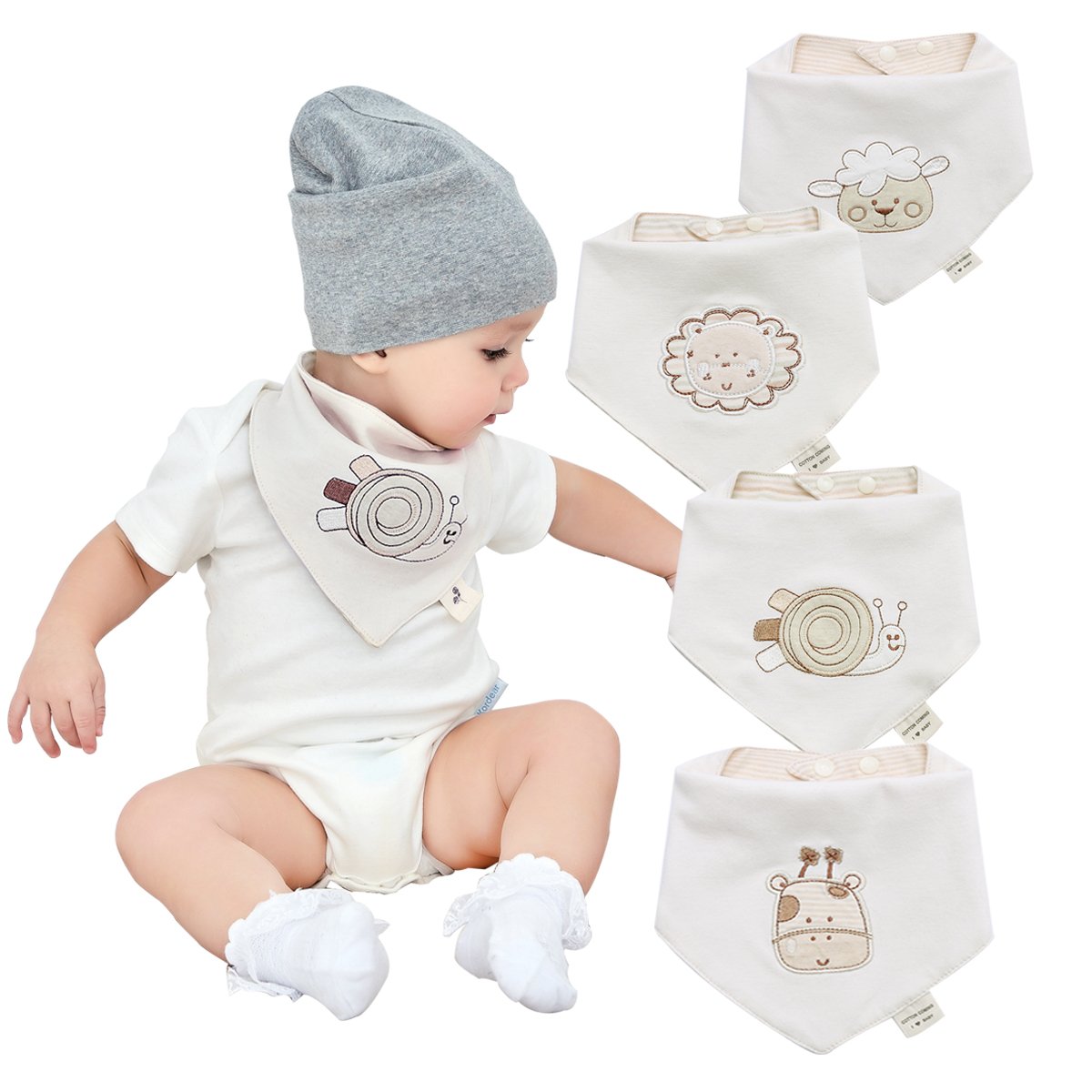 Cotton Coming Baby Dreieckstuch Lätzchen 4er Set – Bio-Baumwolle für Neugeborene bis 3 Jahre