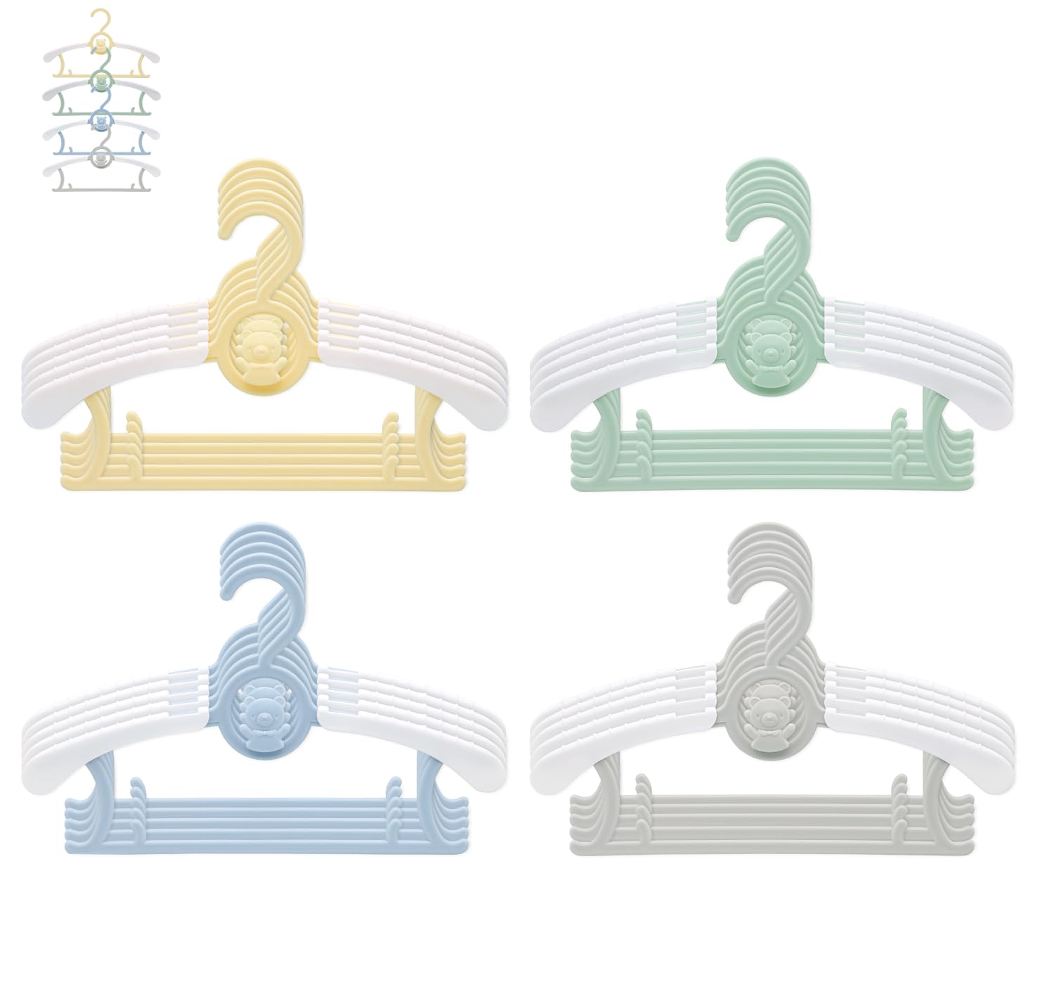 JSF Mitwachsende Kinderbügel Set 20er – Verstellbar 29-37 cm für Babys & Kinder