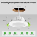 GY LED Einbaustrahler 3.5W 230V dimmbar – TÜV zertifiziert, IP44, 3CCT, 12er Set – Bild 5