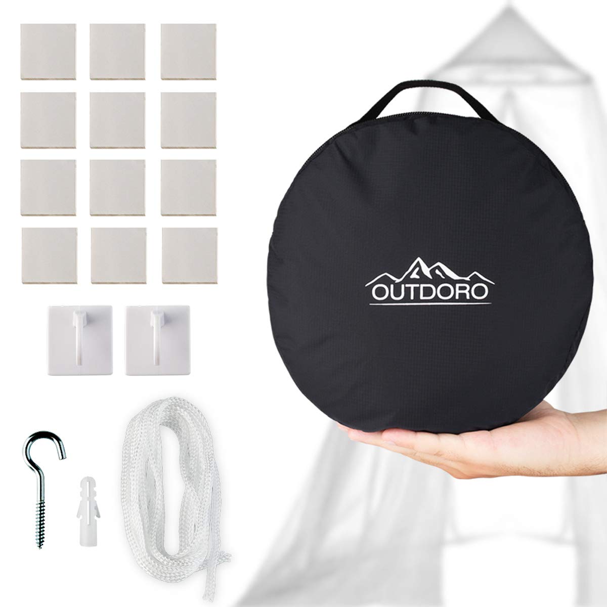 Outdoro Moskitonetz extra-gross mit Klebehaken – Insektenschutz für Doppelbett & Reisen