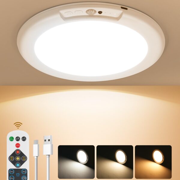 GOEBLESON Wiederaufladbare Sensor-Deckenleuchte mit Fernbedienung – Intelligente LED für Flur & Treppen