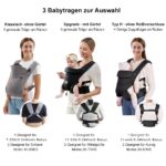 Babytrage vrbabies ab Geburt bis 15 kg – Ergonomische Tragehilfe mit 3D-Netz & verstellbarem Kopfstütze – Bild 6