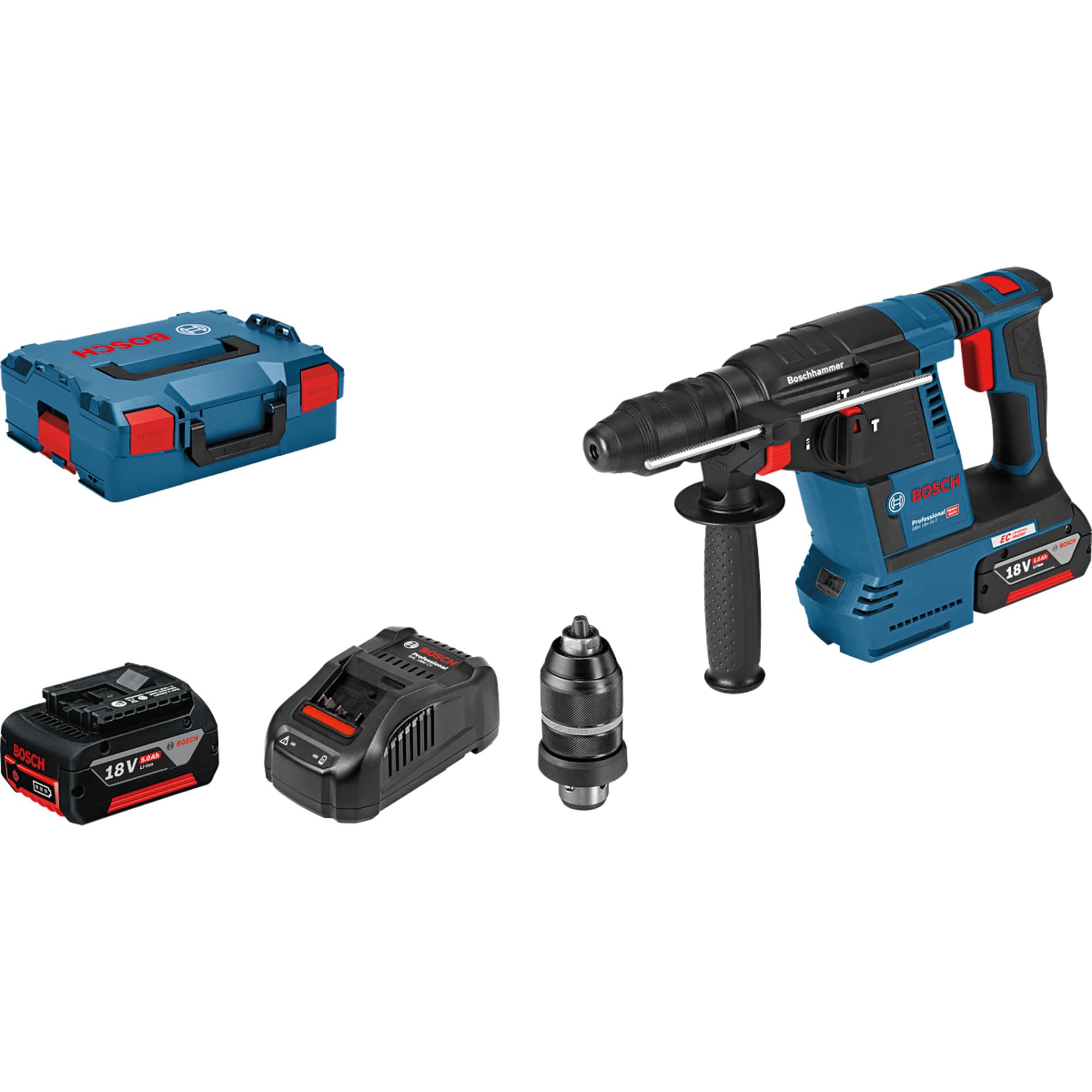 Bosch Professional GBH 18V-26 F Akku-Bohrhammer – 2,6 J Schlagenergie mit 2x5.0Ah