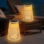2er Set Solar-Gartenleuchten mit Rattan – IP65 Aussenleuchten für Balkon & Terrasse – Bild 4
