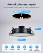 Gr4tec LED Einbaustrahler 10er Set 230V – IP65 Schwarz 5W 4000K für Badezimmer & Küche – Bild 4