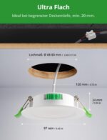 HOMEOW 20er Set LED Einbaustrahler 230V dimmbar – 3 Farbtemperaturen, IP44, 5W 400lm – Bild 9