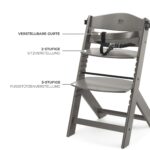 Kinderkraft ENOCK 2in1 Hochstuhl & Kinderstuhl – Buchenmassivholz, verstellbar, grau – Bild 5