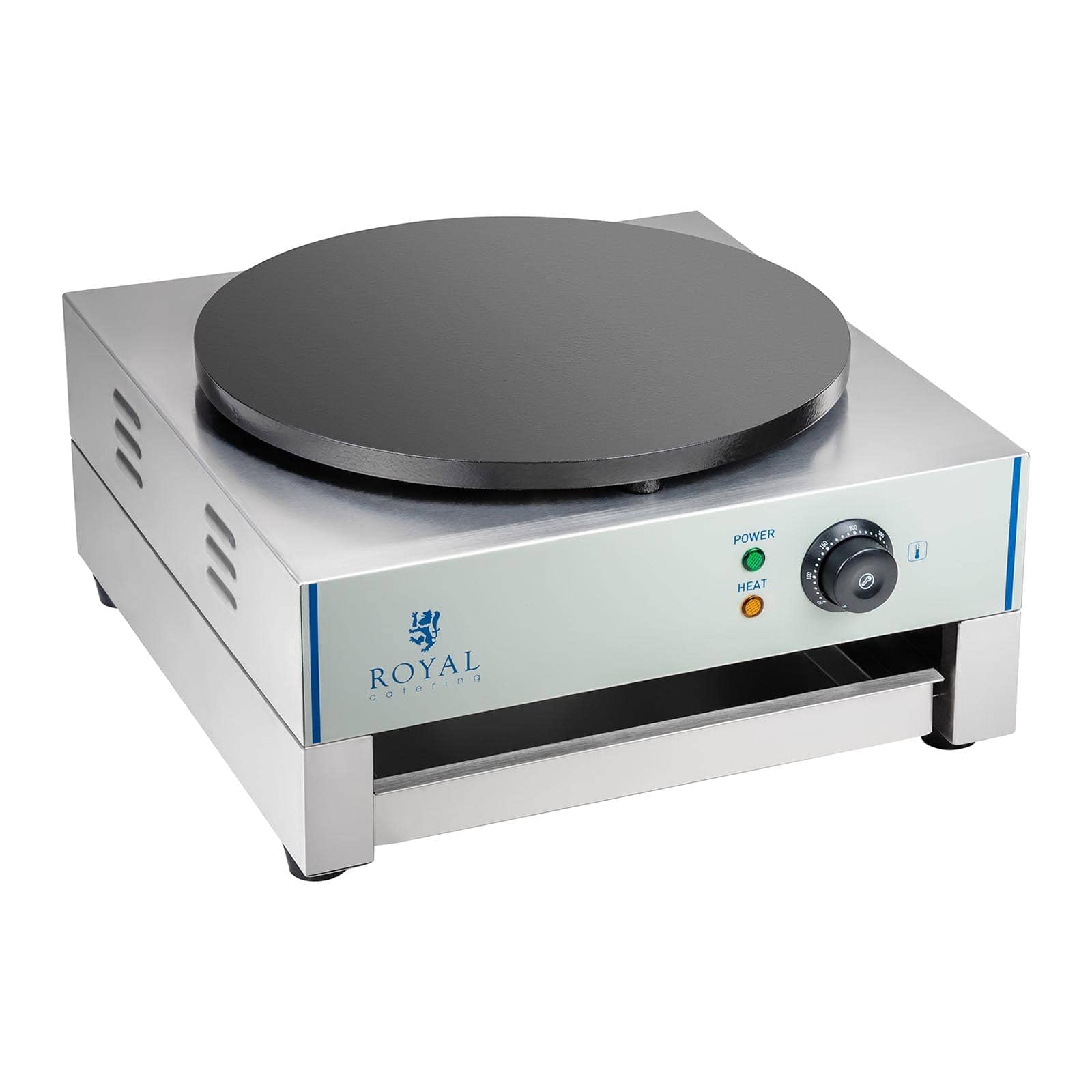 Royal Catering RCEC-3000-E Crêpes-Maker mit 40 cm Gusseisenplatte – Profi-Crêpeisen 3000 W