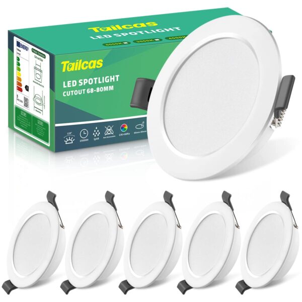 LED Einbaustrahler 230V 5W IP44 Warmweiss 6er Set – Flache Deckenspots für Badezimmer & Küche