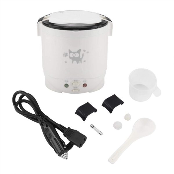 Tiiyee Mini Reiskocher 1L mit 12V Autoadapter – Tragbarer Elektro-Dampfgarer mit Warmhaltefunktion