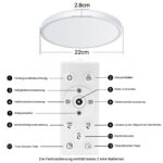 ToyGlee LED Deckenlampe 18W dimmbar mit Fernbedienung – Warmweiss bis Kaltweiß für alle Räume – Bild 6