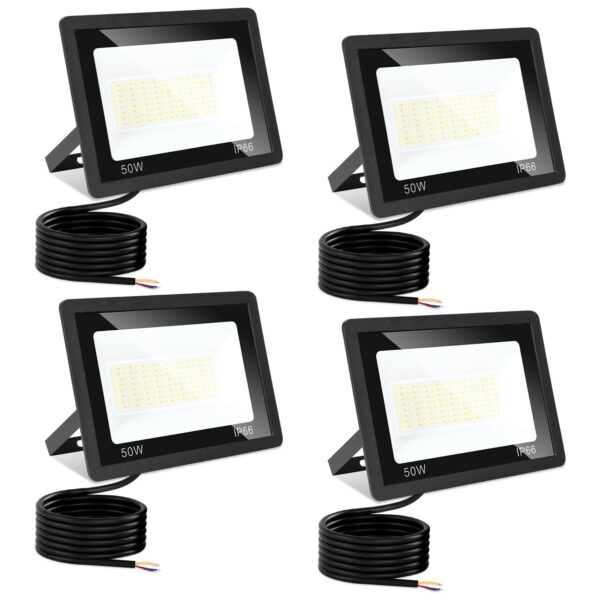 Jiubiaz LED Strahler 50W Außen dimmbar – IP66 Flutlicht 3000K-6500K für Garten & Hof (4er Set)