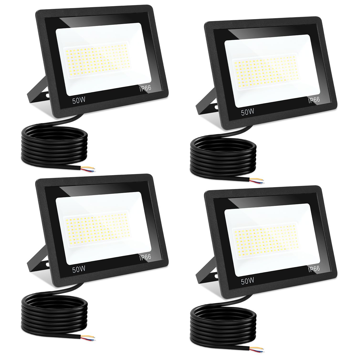 Jiubiaz LED Strahler 50W Außen dimmbar – IP66 Flutlicht 3000K-6500K für Garten & Hof (4er Set)
