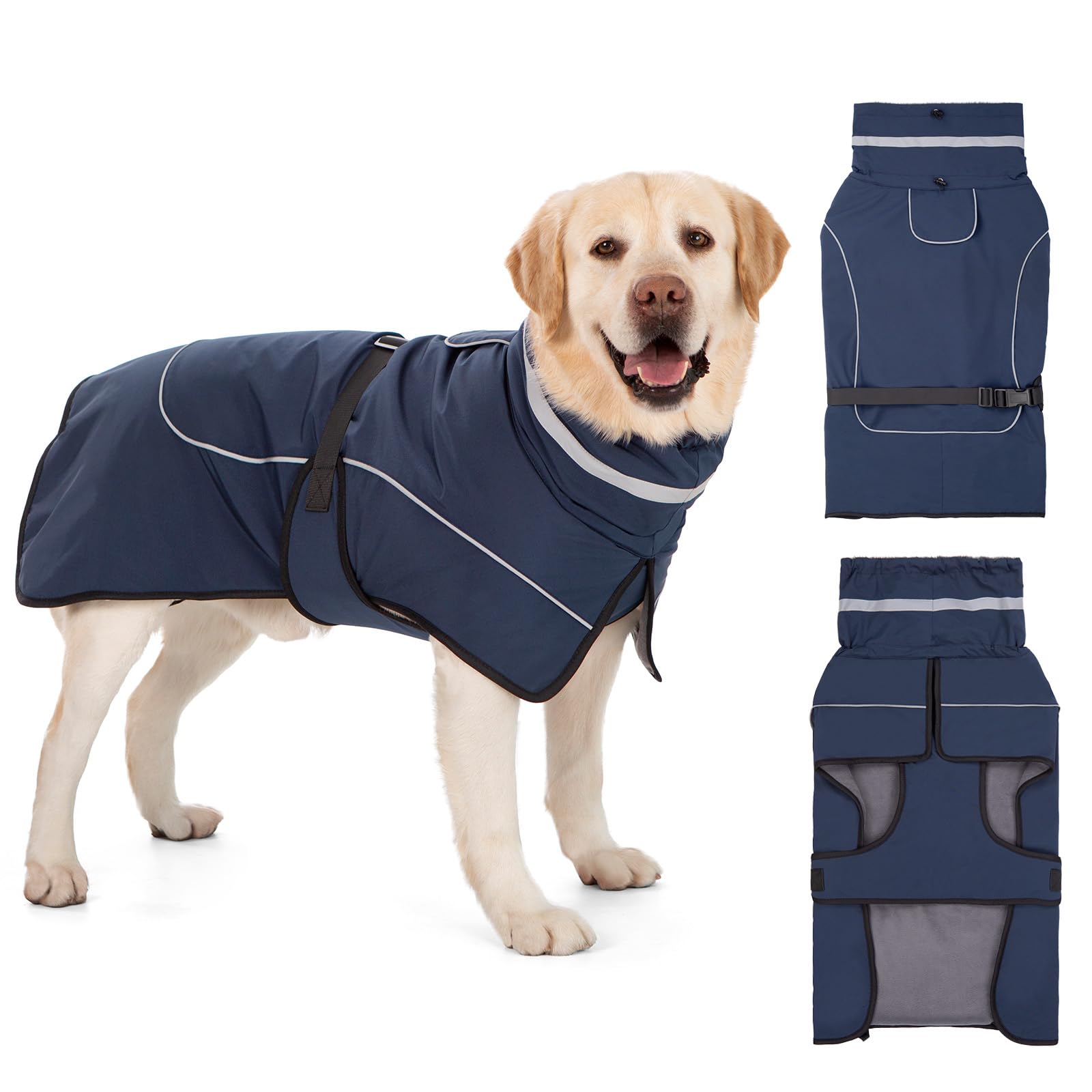Axcimond Wintermantel Hund wasserdicht mit Fleece & Fellkragen – Reflektierend für alle Grössen