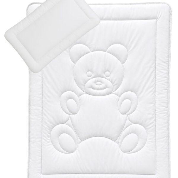KiGATEX Baby Bettdeckenset 100x135+40x60 cm mit Bärchen – Ganzjahresdecke OEKO-TEX® zertifiziert