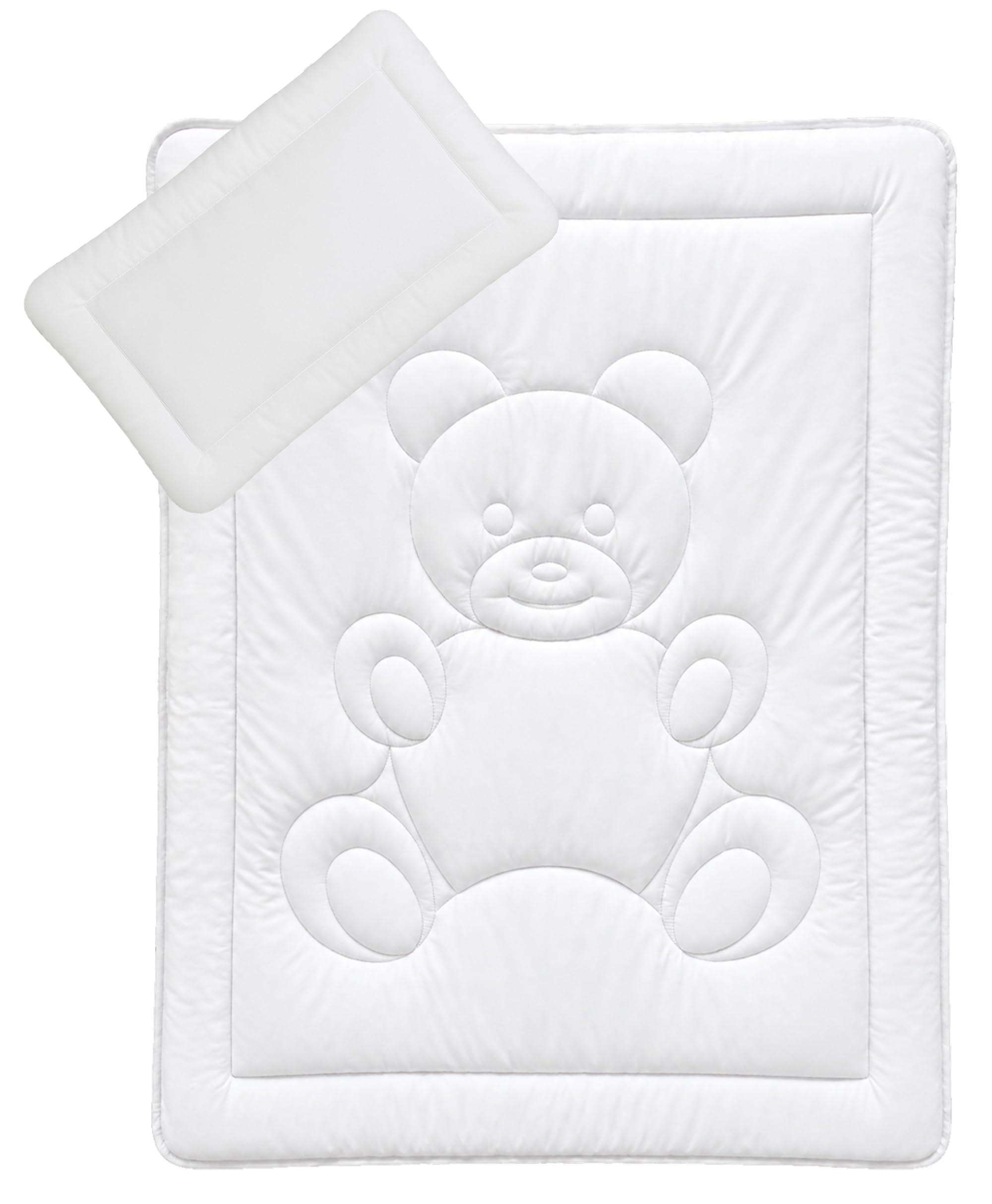 KiGATEX Baby Bettdeckenset 100x135+40x60 cm mit Bärchen – Ganzjahresdecke OEKO-TEX® zertifiziert