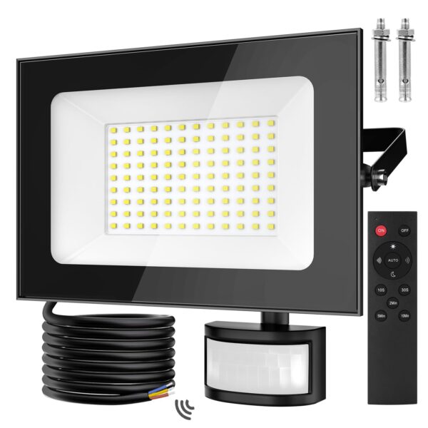 papasbox 100W LED Strahler mit Bewegungsmelder & Lichtsensor – IP66 Aussenstrahler für Garten & Garage