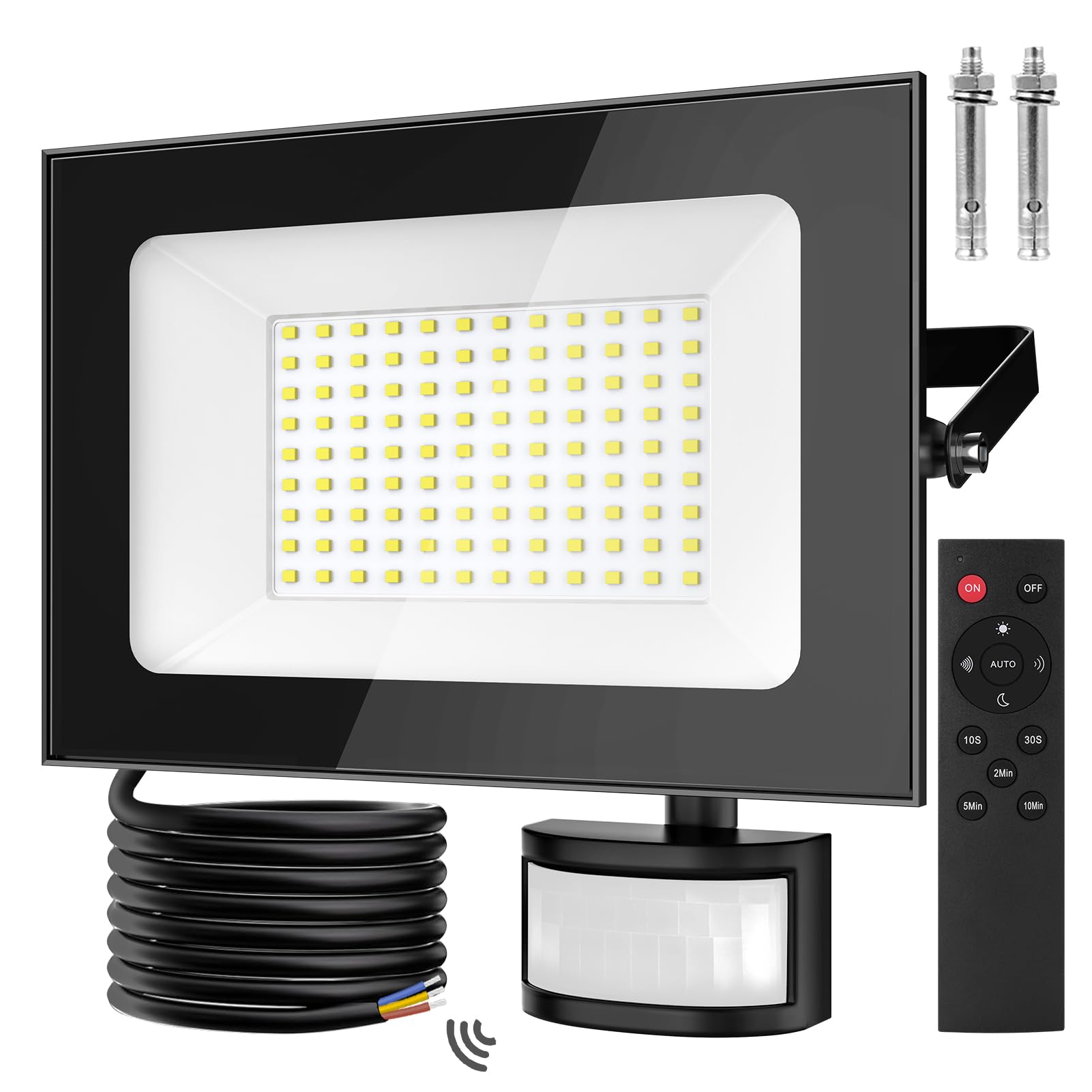 papasbox 100W LED Strahler mit Bewegungsmelder & Lichtsensor – IP66 Aussenstrahler für Garten & Garage