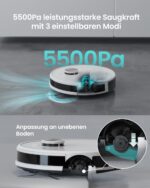 Lefant M1 Saugroboter mit Wischfunktion – 5500Pa Saugkraft für Tierhaare & Hartböden – Bild 2