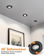 wowatt 6er LED Einbaustrahler 230V Schwarz – 3 Farbtemperaturen & 3-Stufen Dimmbar – Bild 4