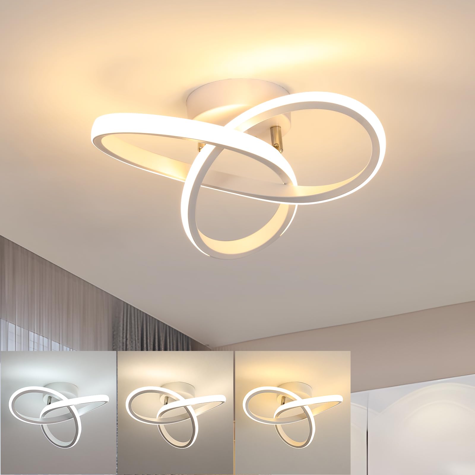 Goeco LED Deckenleuchte 20W 2200LM mit 3 Farbtemperaturen – Moderne Spiralleuchte für Wohnräume