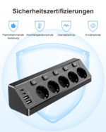 Vipwell Ecksteckdose 9in1 mit 5 Steckdosen & 4 USB (2x USB-C) – 3680W Steckdosenleiste mit Kindersicherung – Bild 3
