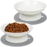 YIQOGAME Katzennapf-Set 2er erhöhte Keramiknäpfe mit Anti-Rutsch-Matte – Bild 7