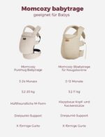 Momcozy Babytrage 100% Baumwolle – Ergonomische M-Position ab Geburt bis 20 kg – Bild 6