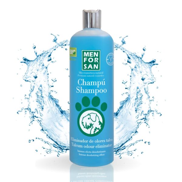 MENFORSAN Geruchsbeseitigendes Hundeshampoo 1 L – Neutralisiert Hundegeruch mit Talkum