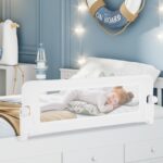COSTWAY Bettgitter 120 cm klappbar – Rausfallschutz mit verstellbaren Gurten für Kinderbetten – Bild 2
